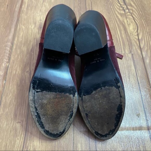 Rag & Bone Margot Burgundy Leather & Suede Boots Size 38.5 - Picture 8 of 9